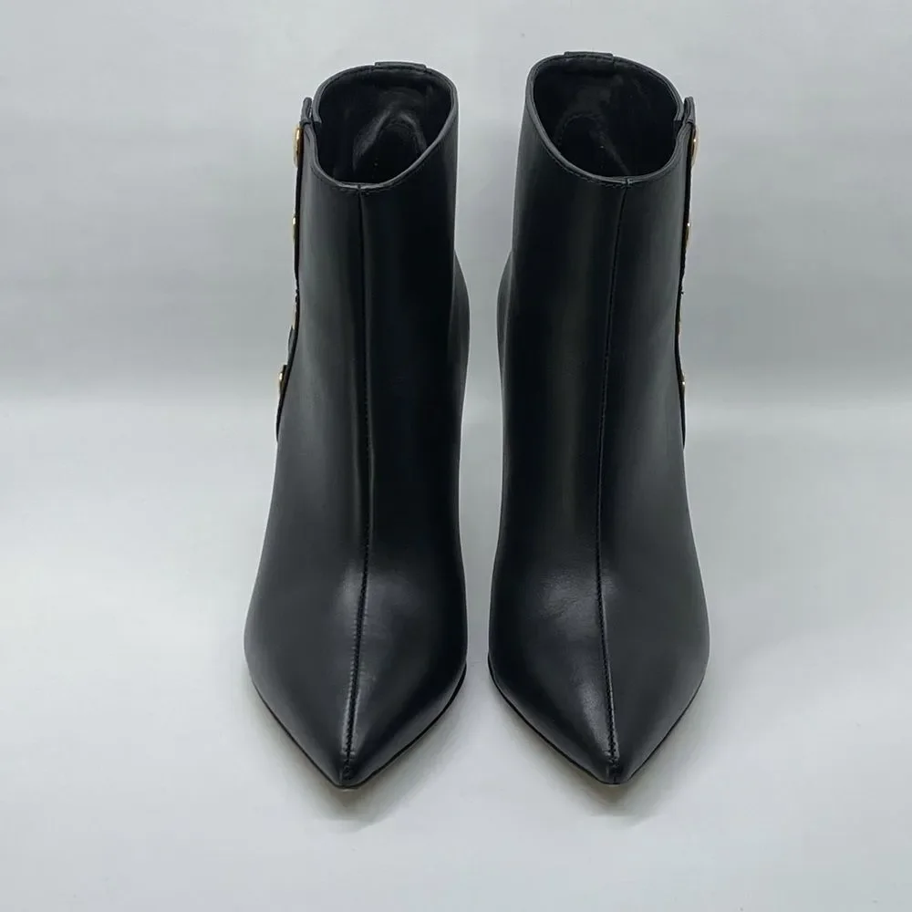 Moschino 80MM Snap-Button Leather Ankle Boots size 38